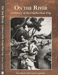 Cover Design for the newest book from the Ozarks Studies Institute. The book is about float fishing. This is an image of a lithograph by Thomas Hart Benton of men in a boat going down a river.